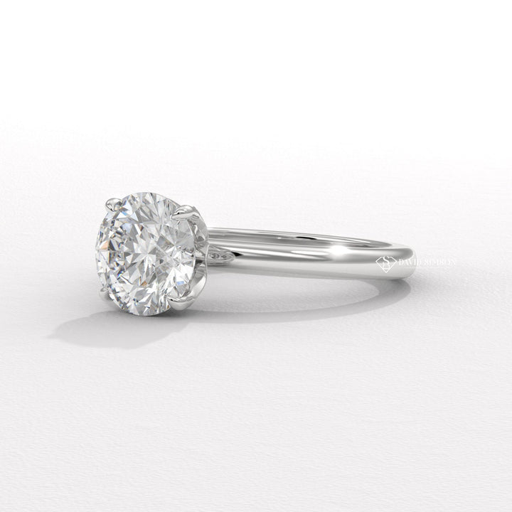 1.0CT-3.0CT Round Moissanite Diamond Tulip Set Engagement Ring