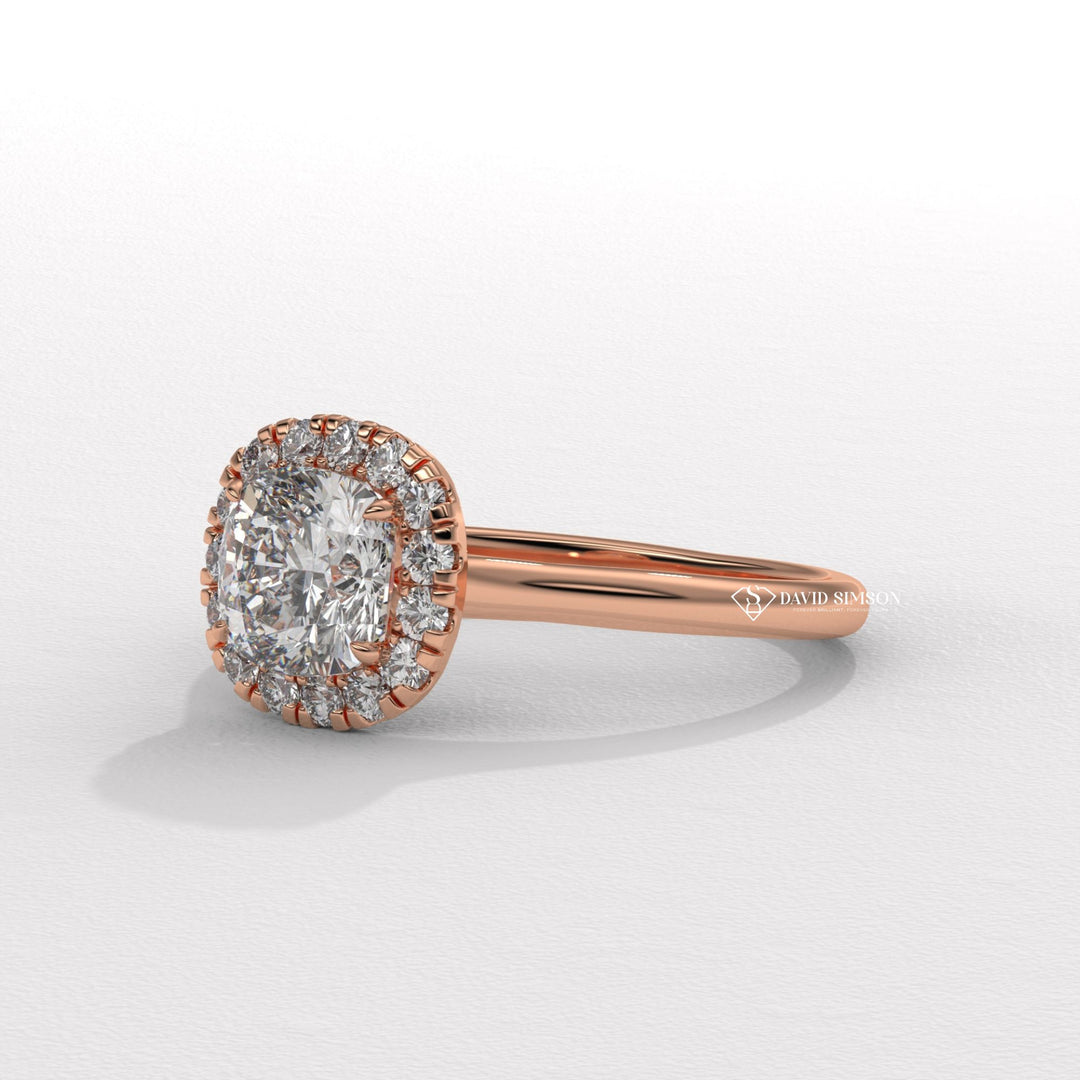 1.0CT-2.0CT Cushion Cut Moissanite Halo Diamond Solitaire Engagement Ring