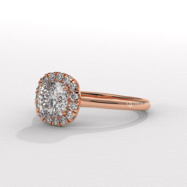 1.0CT-2.0CT Cushion Cut Moissanite Halo Diamond Solitaire Engagement Ring