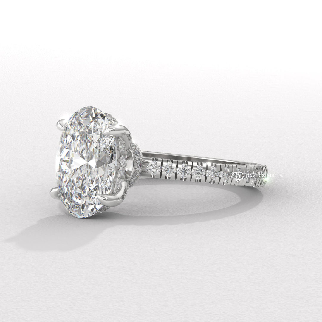 3.0CT-4.0CT Oval Moissanite Diamond Micro Pave Engagement Ring