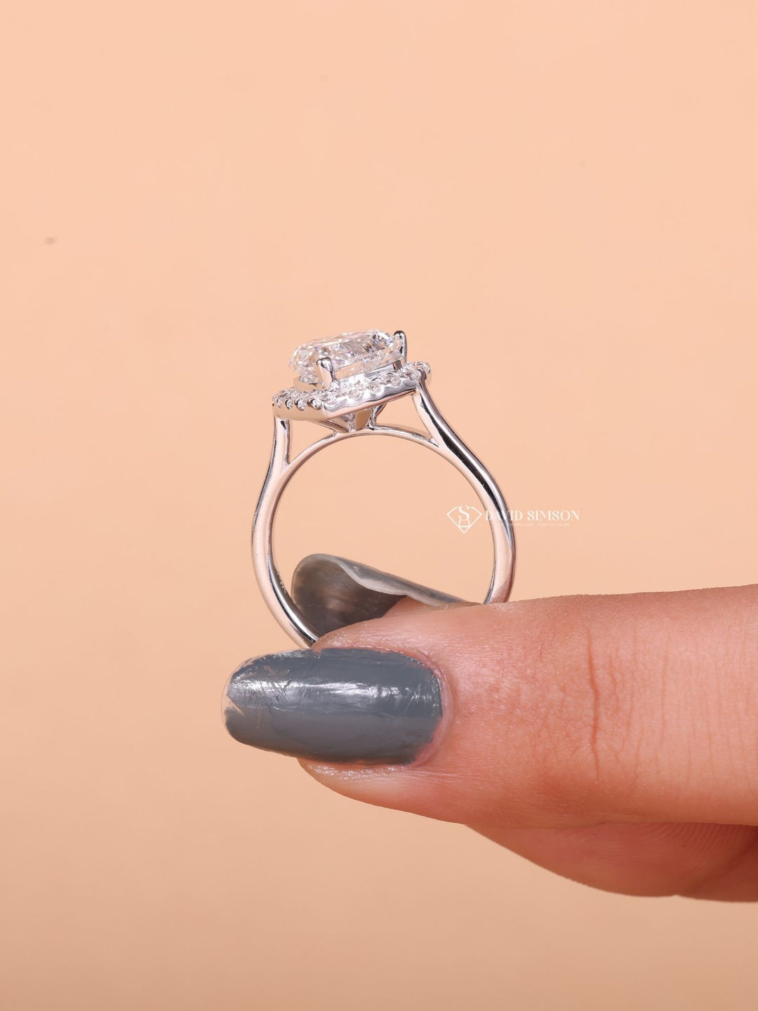 2.0CT-3.0CT Heart Shape Moissanite Halo Diamond Engagement Ring