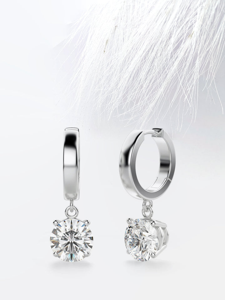 Round Cut Moissanite Drop Diamond Earrings for Women