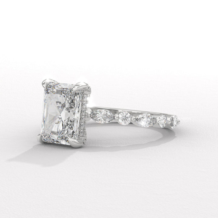 3.50CT-4.50CT Radiant Moissanite Diamond Marquise Pave Engagement Ring