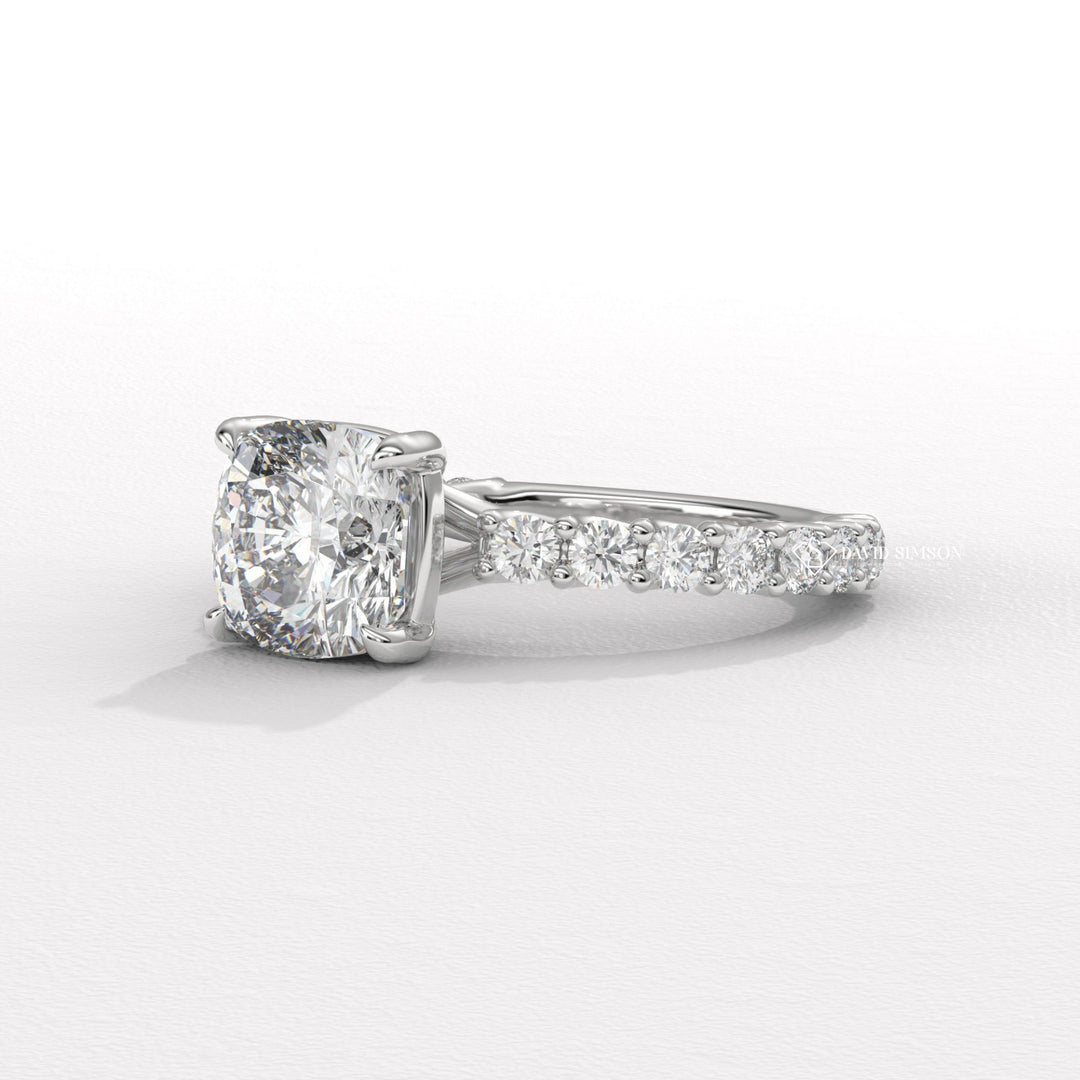 1.50CT-2.50CT Cushion Moissanite Diamond Pave Engagement Ring