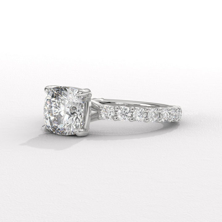 1.50CT-2.50CT Cushion Moissanite Diamond Pave Engagement Ring