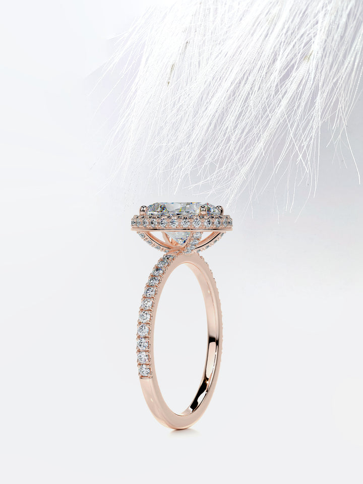 2.15Ct Oval Cut Moissanite Halo Diamond Engagement Ring