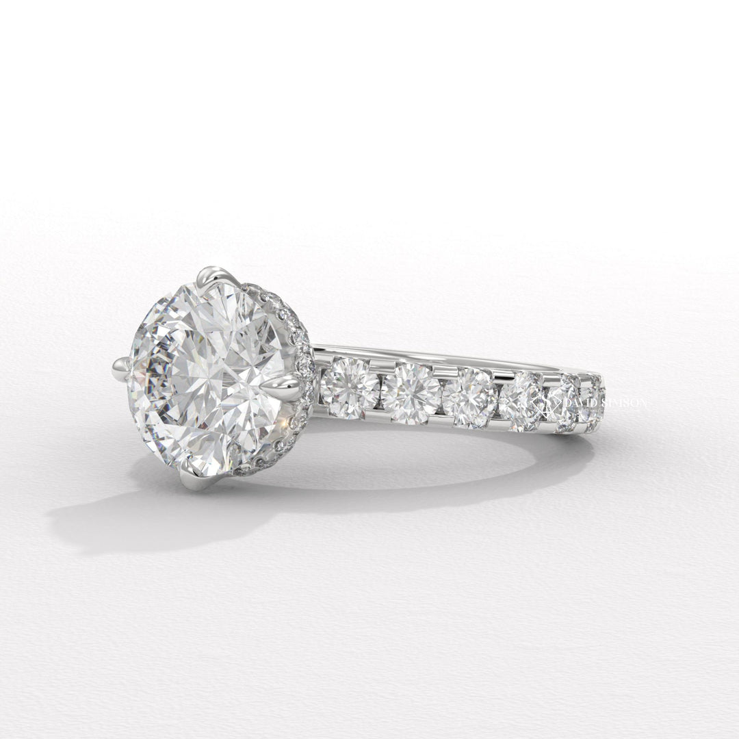 2.0CT-3.0CT Round Diamond Hidden Halo & Pave Engagement Ring