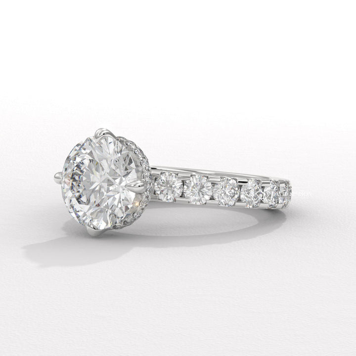 2.0CT-3.0CT Round Diamond Hidden Halo & Pave Engagement Ring