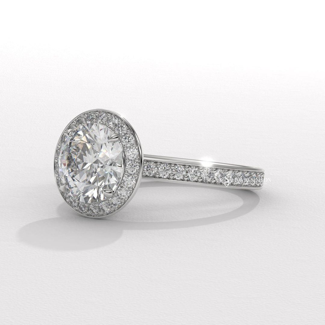 Round channel set engagement ring, Round unique engagement ring, Round traditional engagement ring, 