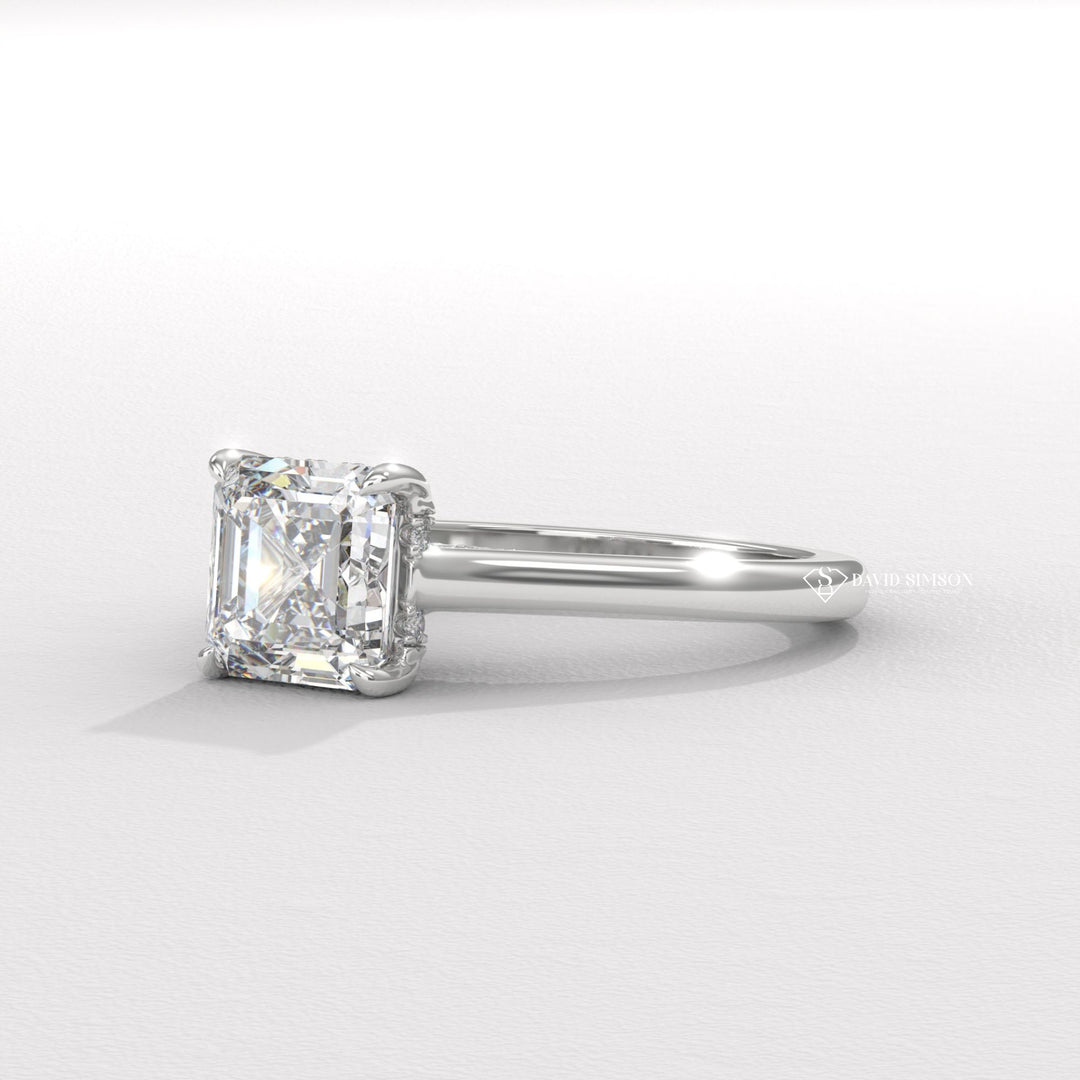 2.50CT-3.50CT Asscher Moissanite Diamond Bridge Set Engagement Ring