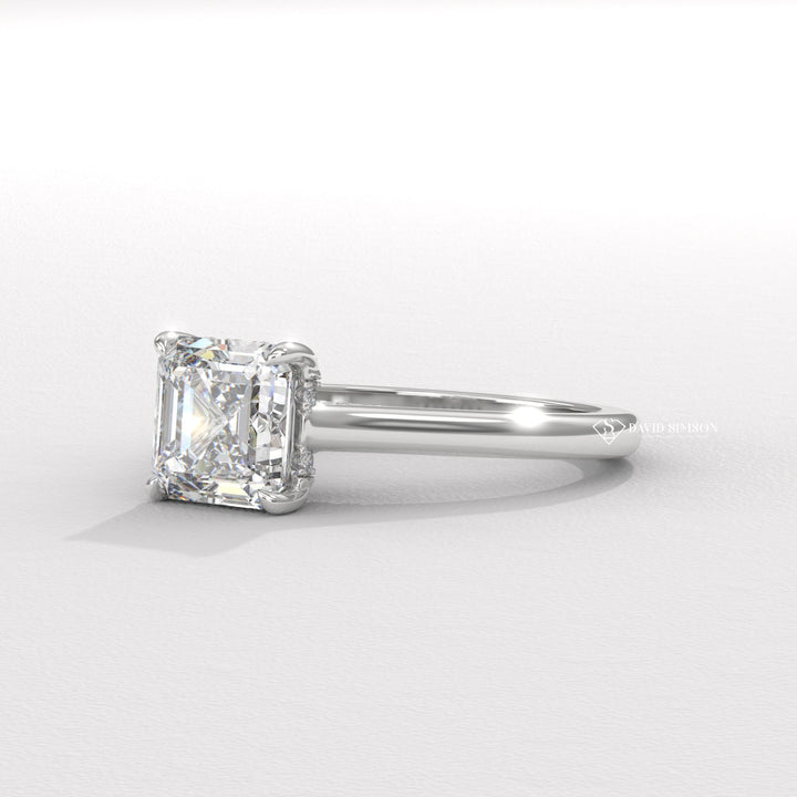 2.50CT-3.50CT Asscher Moissanite Diamond Bridge Set Engagement Ring