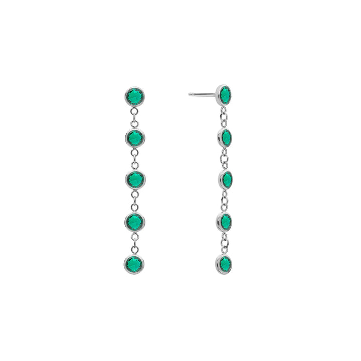 2.0CT Round Emerald Diamond May Birthstone Drop Earrings