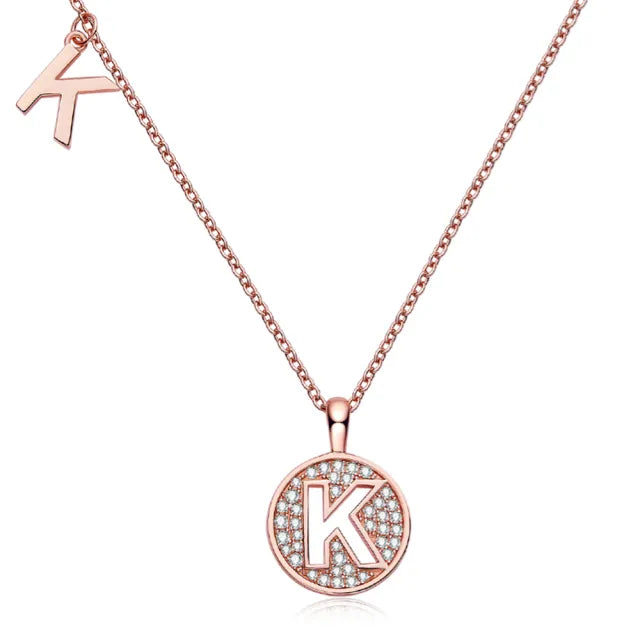 " K " Letter Moissanite Diamond Necklace for Women