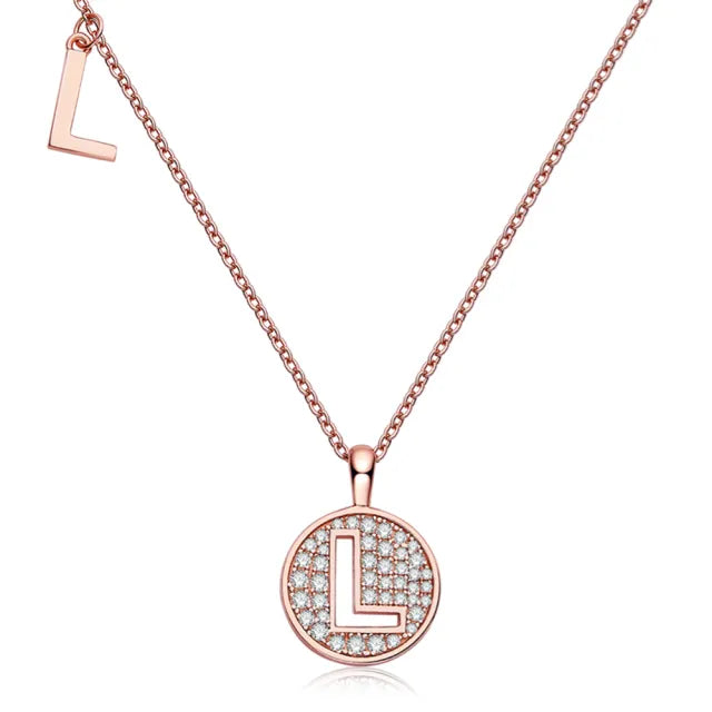 " L " Letter Moissanite Diamond Necklace for Women