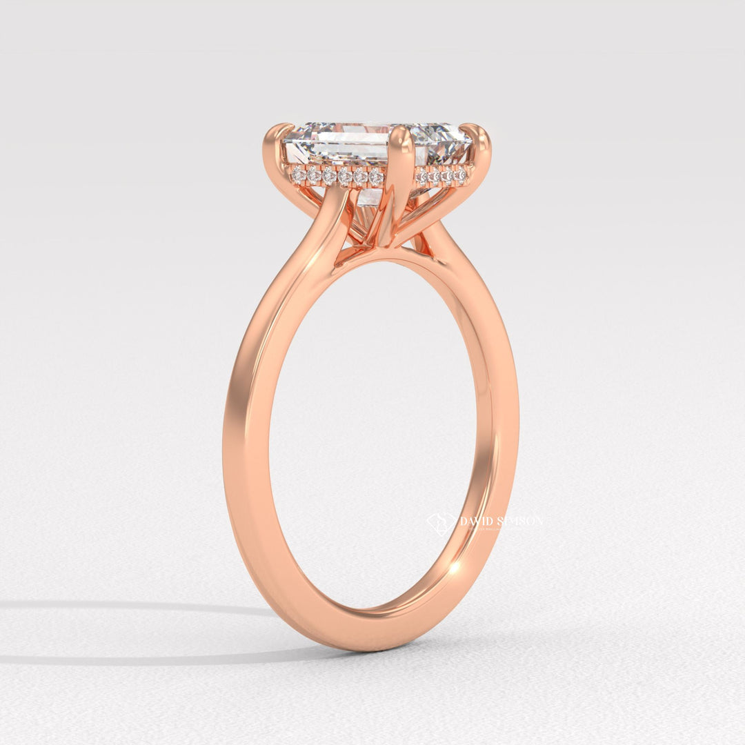 2.0CT-3.0CT Emerald Moissanite Diamond Hidden Halo Engagement Ring
