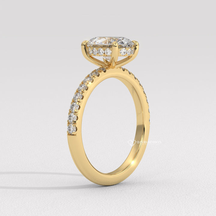 3.0CT-4.0CT Oval Moissanite Hidden Halo Diamond Engagement Ring
