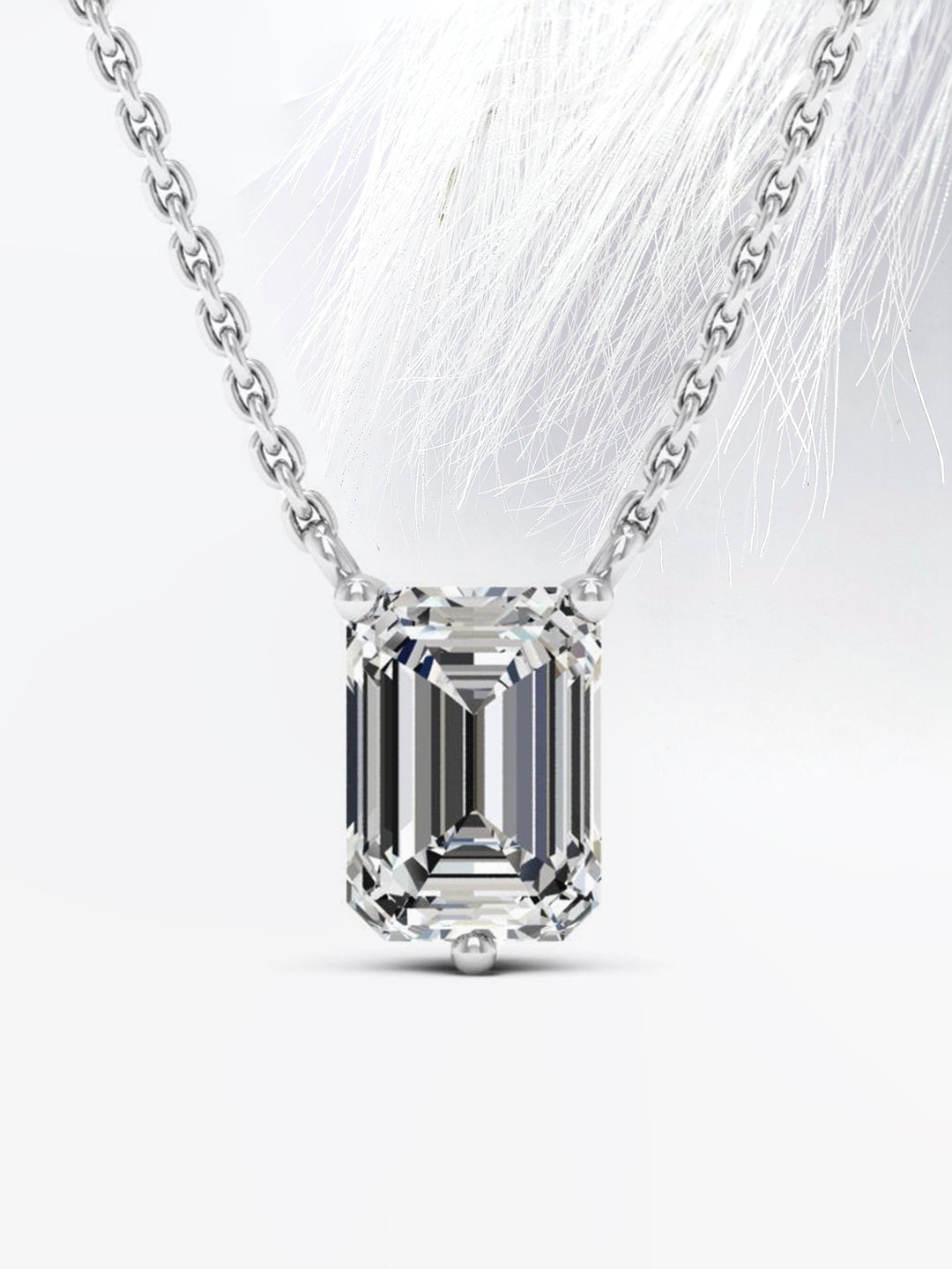 Emerald Cut Moissanite Diamond Solitaire Colleen Necklace