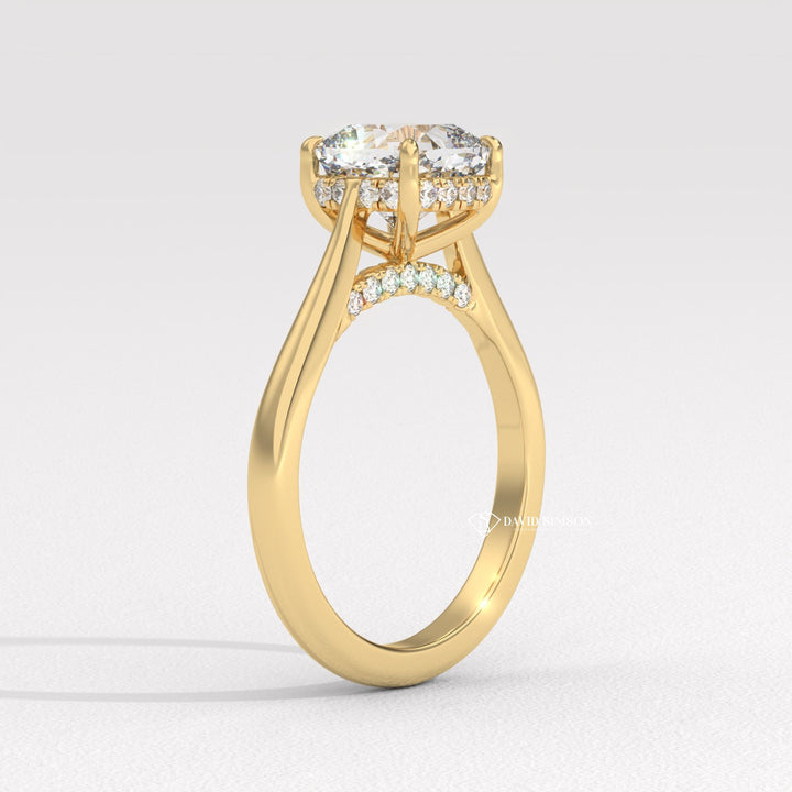 2.0CT-3.0CT Cushion Moissanite Diamond Hidden Halo Engagement Ring