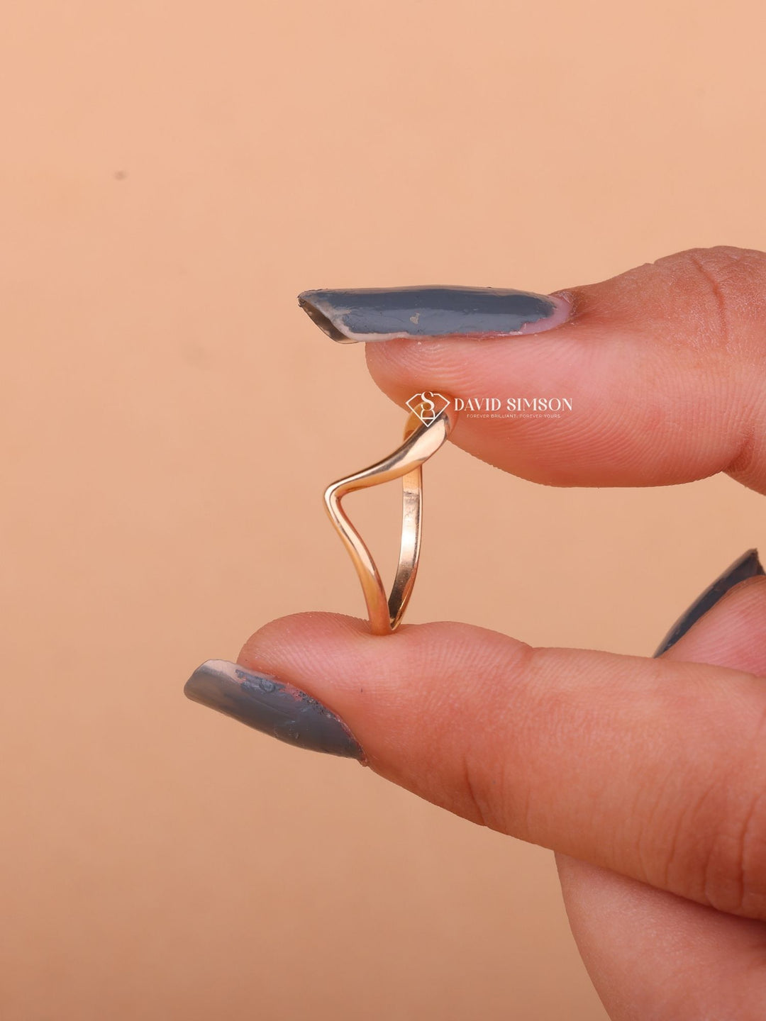 18K Solid Yellow Gold Curved Shape Stacking Wedding Band