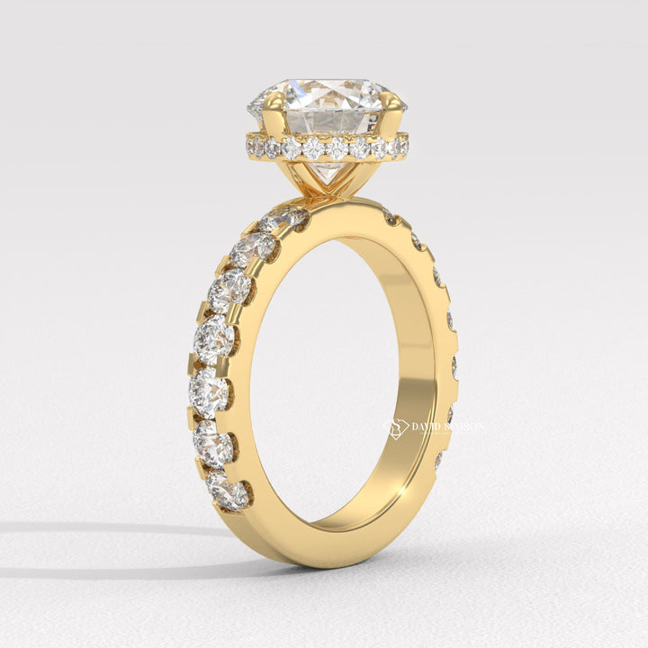 2.0CT-3.0CT Round Diamond Hidden Halo & Pave Engagement Ring