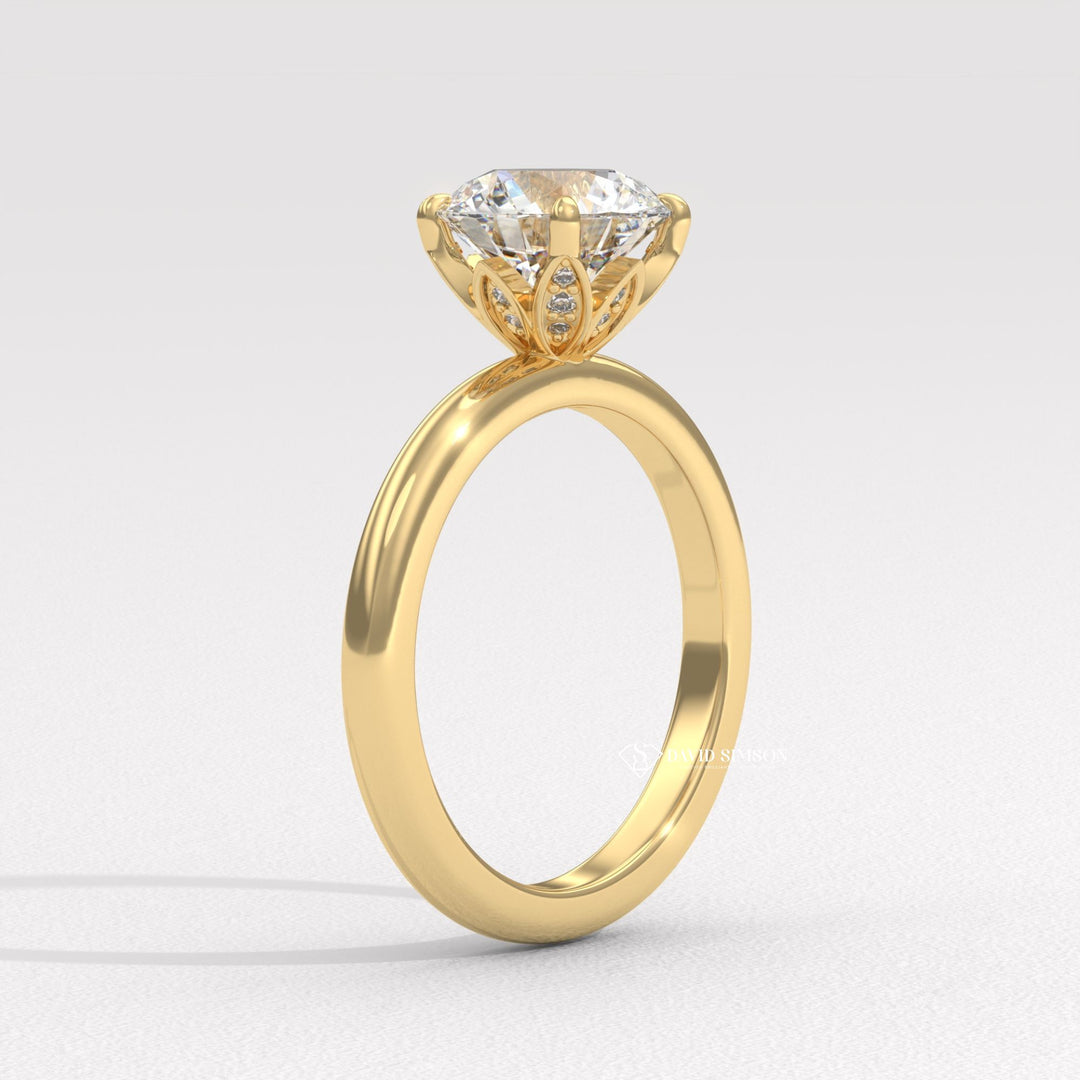 1.0CT-3.0CT Round Moissanite Diamond Tulip Set Engagement Ring
