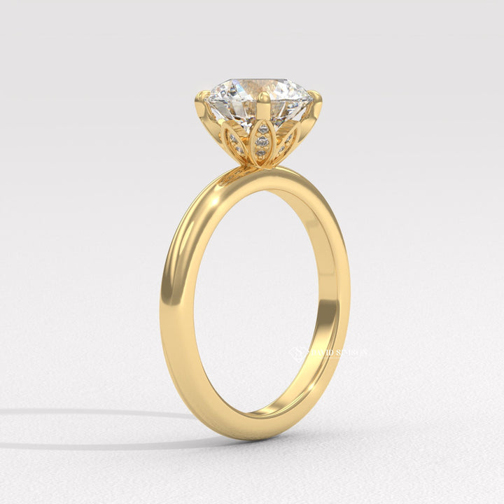 1.0CT-3.0CT Round Moissanite Diamond Tulip Set Engagement Ring