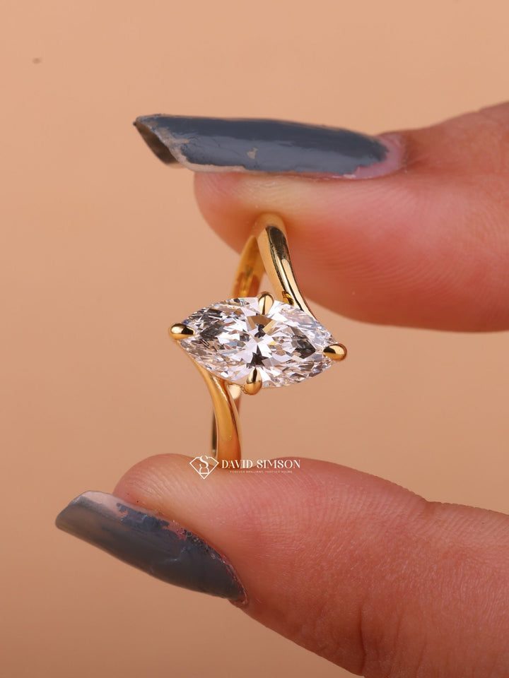 2.0CT-3.0CT Marquise Cut Moissanite Diamond Bypass Engagement Ring