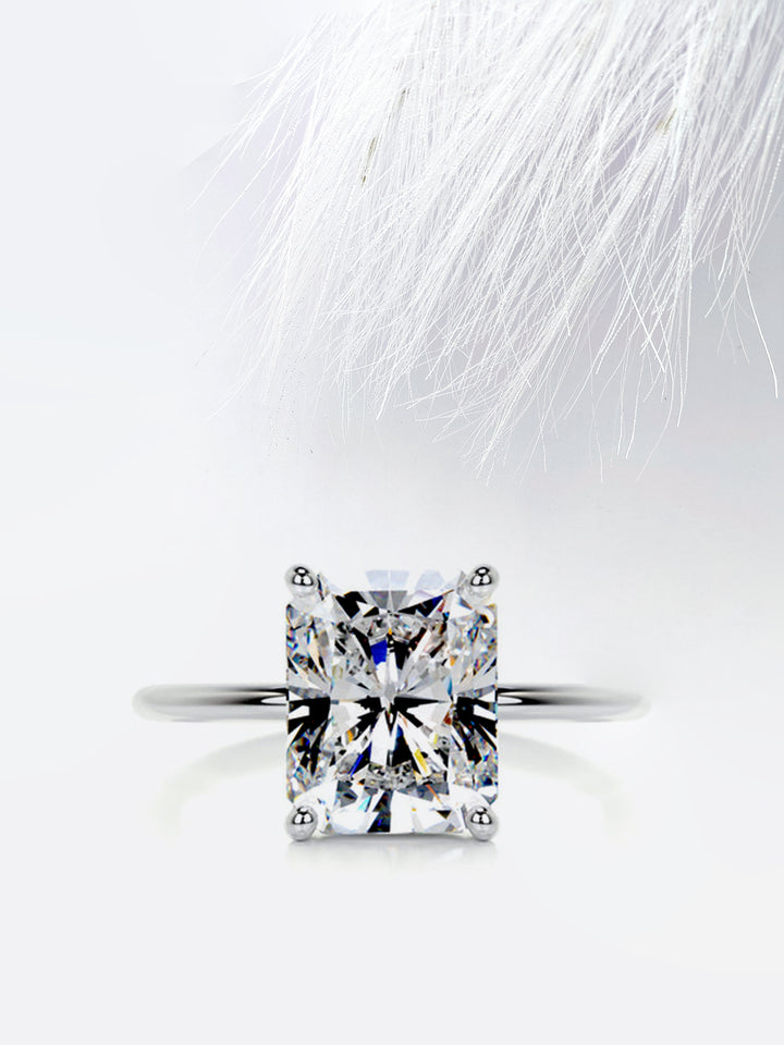 3.8CT Radiant Cut Moissanite Solitaire Diamond Engagement Ring