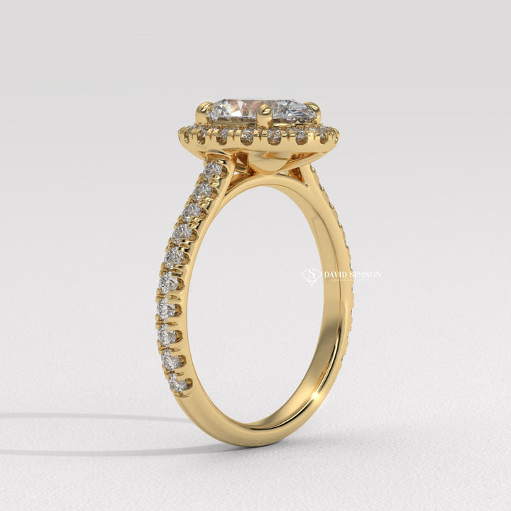 1.50CT-2.50CT Oval Cut Moissanite Halo Diamond Pave Engagement Ring