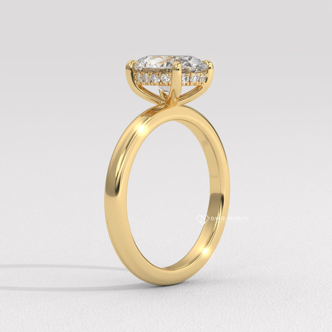 2.0CT-3.0CT Oval Moissanite Diomond Hidden Halo Solitaire Engagement Ring