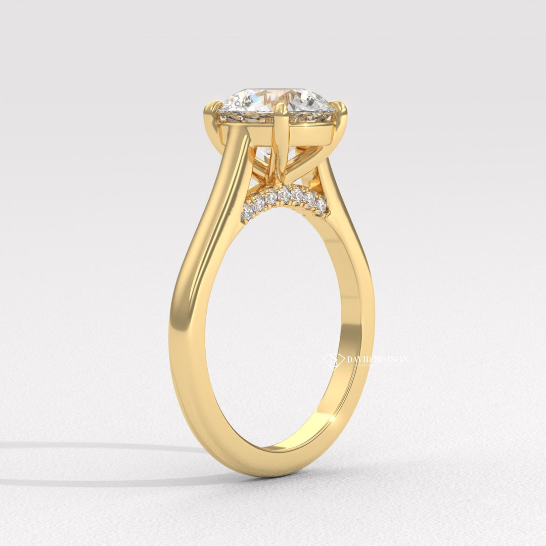 1.50CT-2.50CT Round Moissanite Bridge Set Diamond Solitaire Engagement Ring