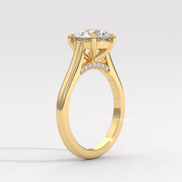 1.50CT-2.50CT Round Moissanite Bridge Set Diamond Solitaire Engagement Ring