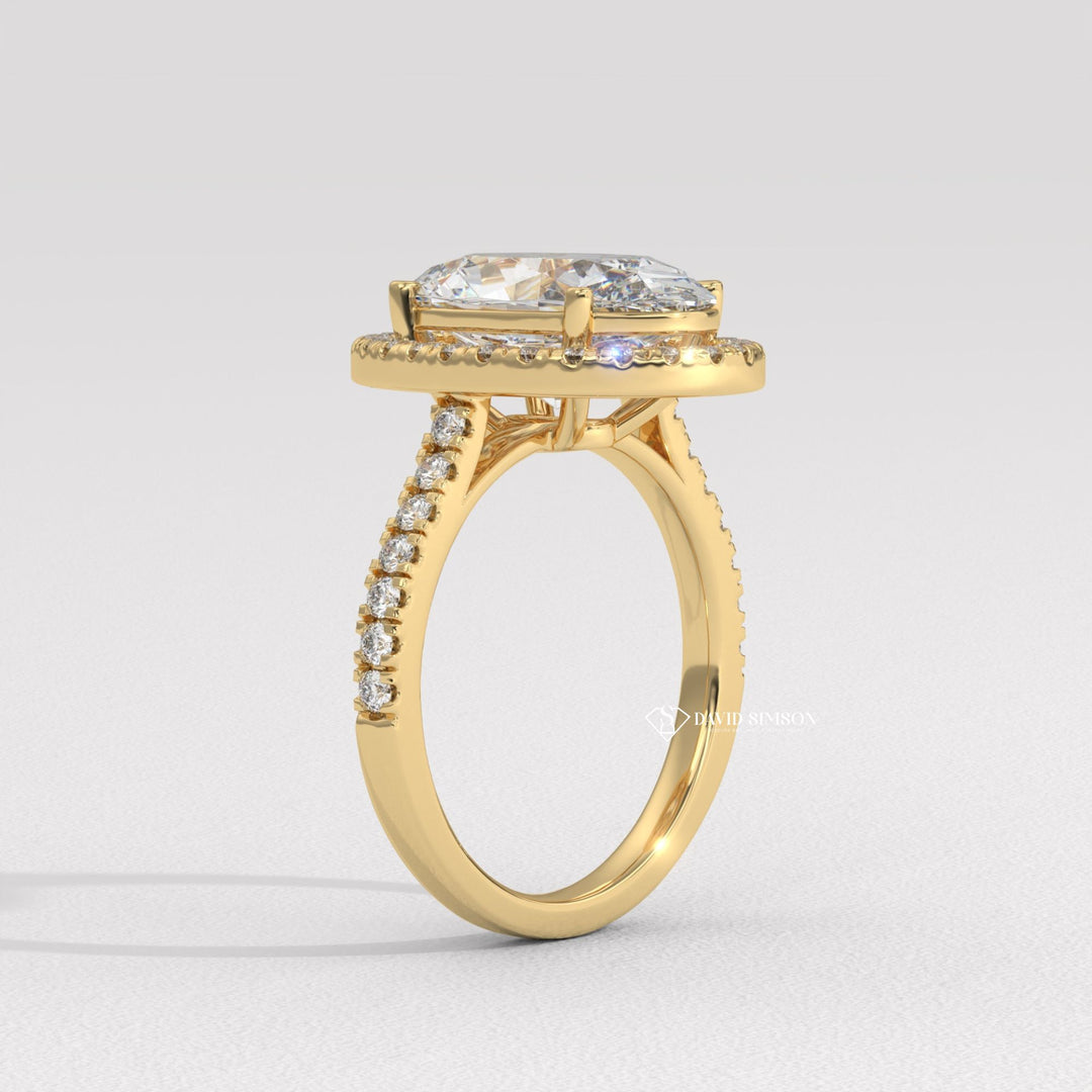 2.0CT-3.0CT Oval Halo Moissanite Diamond Engagement Ring