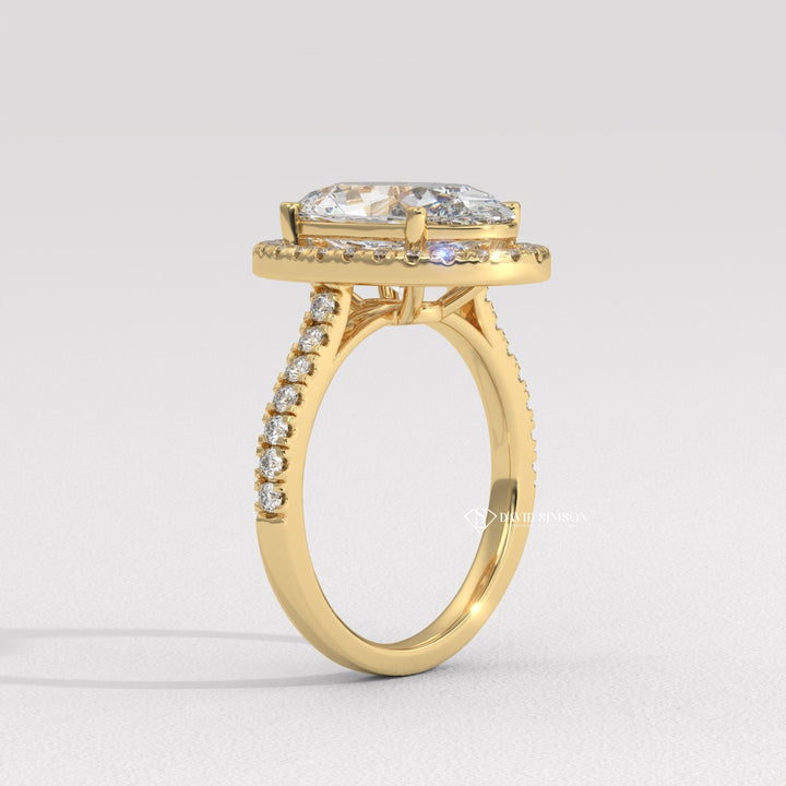 2.0CT-3.0CT Oval Halo Moissanite Diamond Engagement Ring
