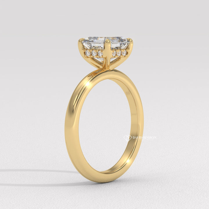 2.0CT-3.0CT Asscher Moissanite Diamond Hidden Halo Engagement Ring