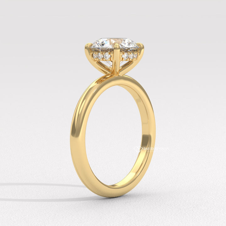 2.50CT-3.50CT Round Moissanite Solitaire Diomond Hidden Halo Engagement Ring