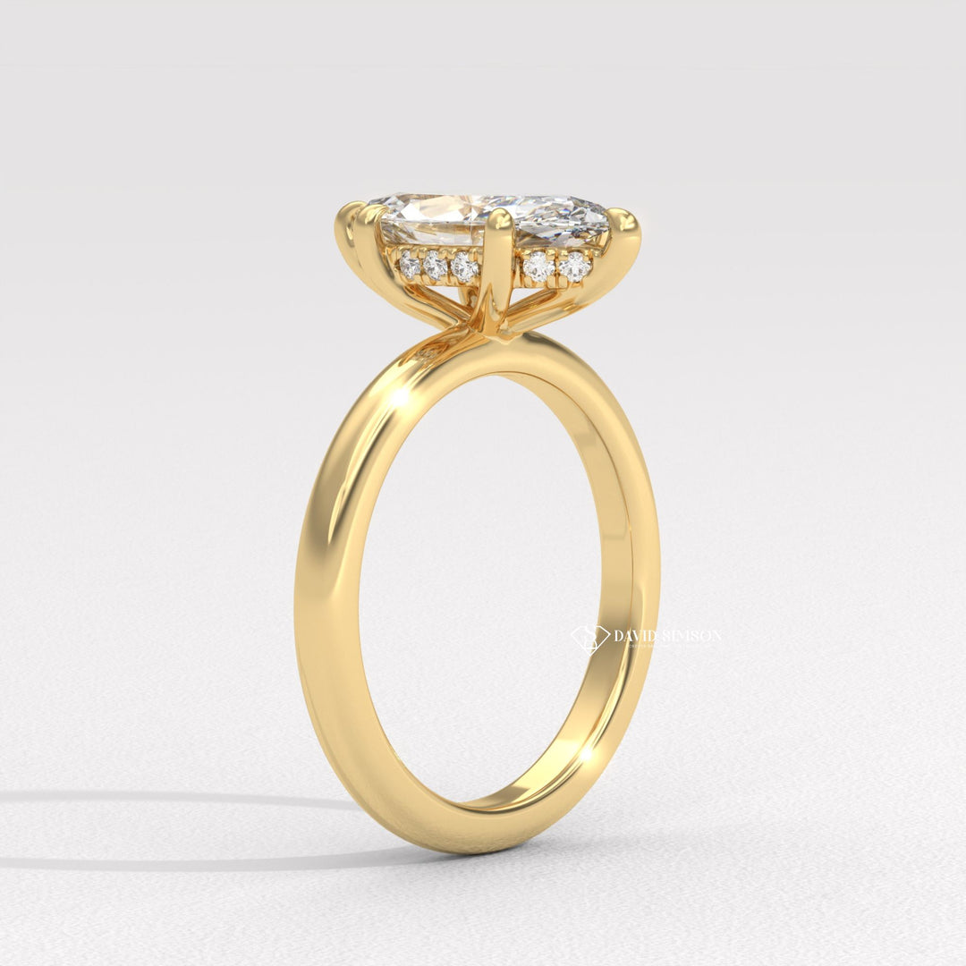 1.50CT-2.50CT Marquise Moissanite Hidden Halo Diomond Engagement Ring