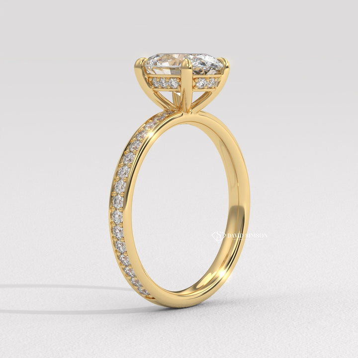 2.50CT-3.50CT Oval Moissanite Diamond Channel Set Pave Engagement Ring