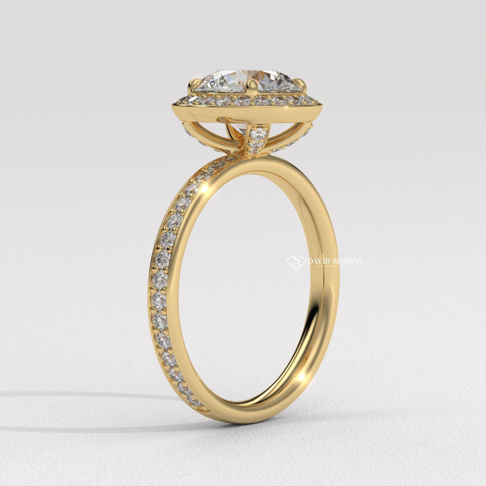 Round halo engagement ring, Round pave engagement ring, Round vintage engagement ring