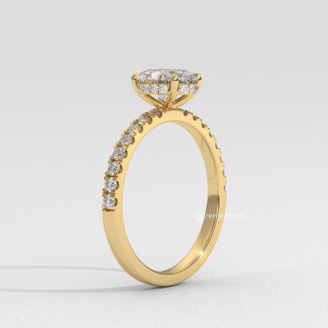 2.0CT-3.0CT Oval Moissanite Diamond Hidden Halo Engagement Ring