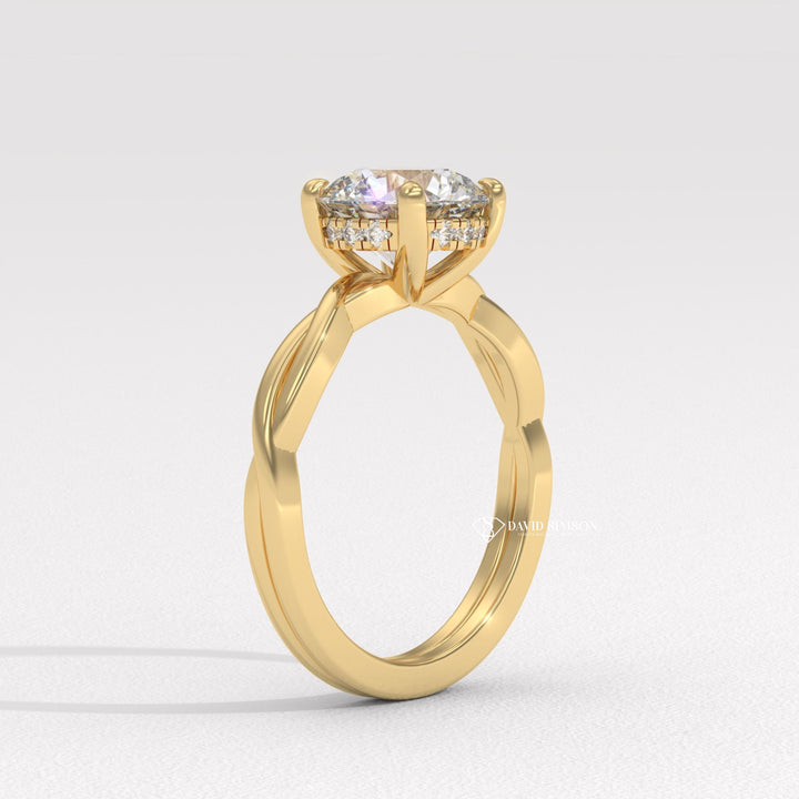 2.50CT-3.50CT Round Moissanite Diamond Twisted Engagement Ring