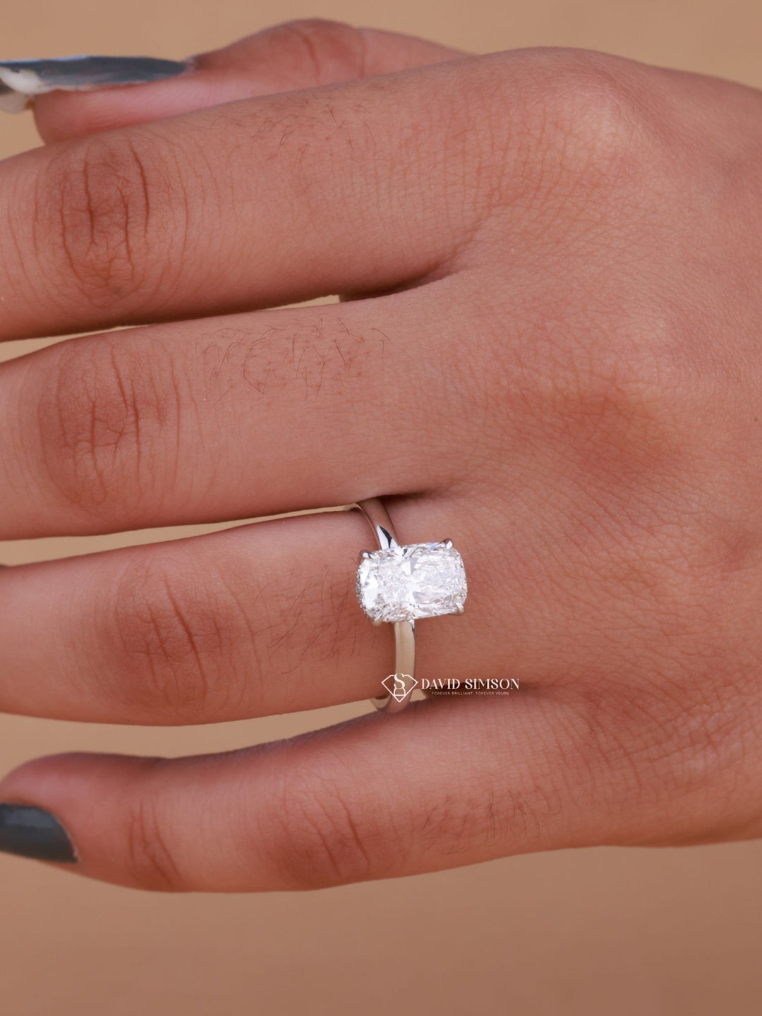 3.0CT-4.0CT Elongated Cushion Cut Moissanite Diamond Hidden Halo Engagement Ring