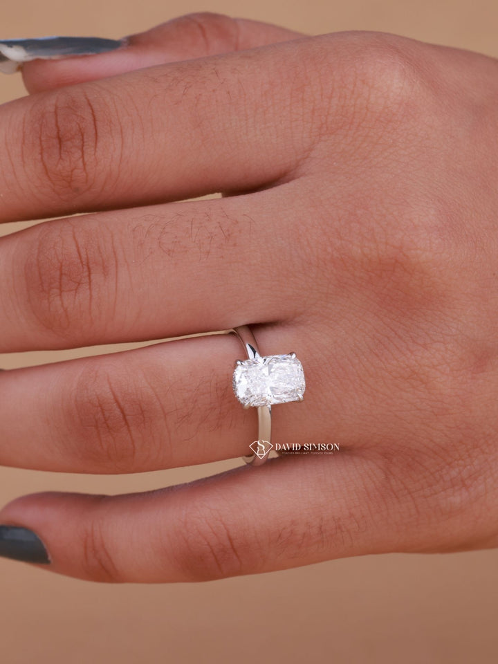 3.0CT-4.0CT Elongated Cushion Cut Moissanite Diamond Hidden Halo Engagement Ring