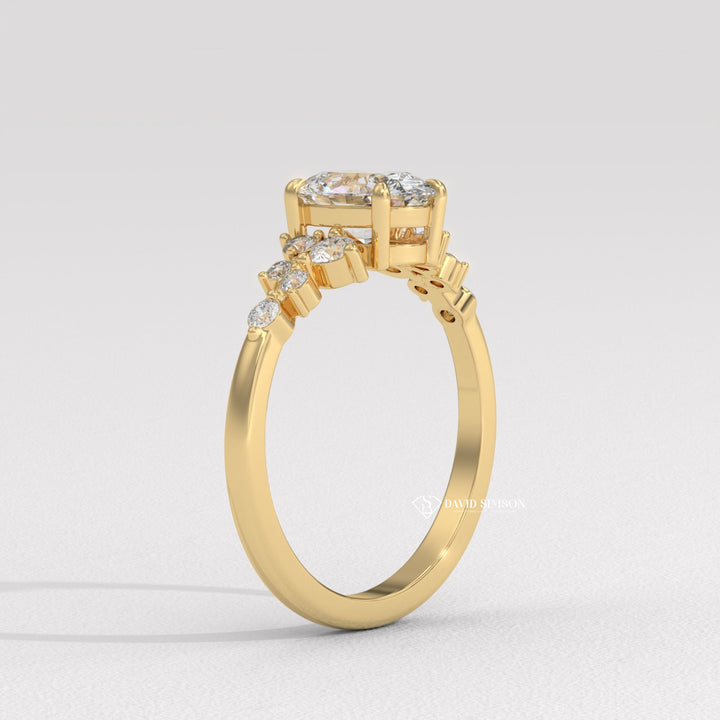 1.50CT-2.50CT Oval Moissanite Diamond Cluster Engagement Ring