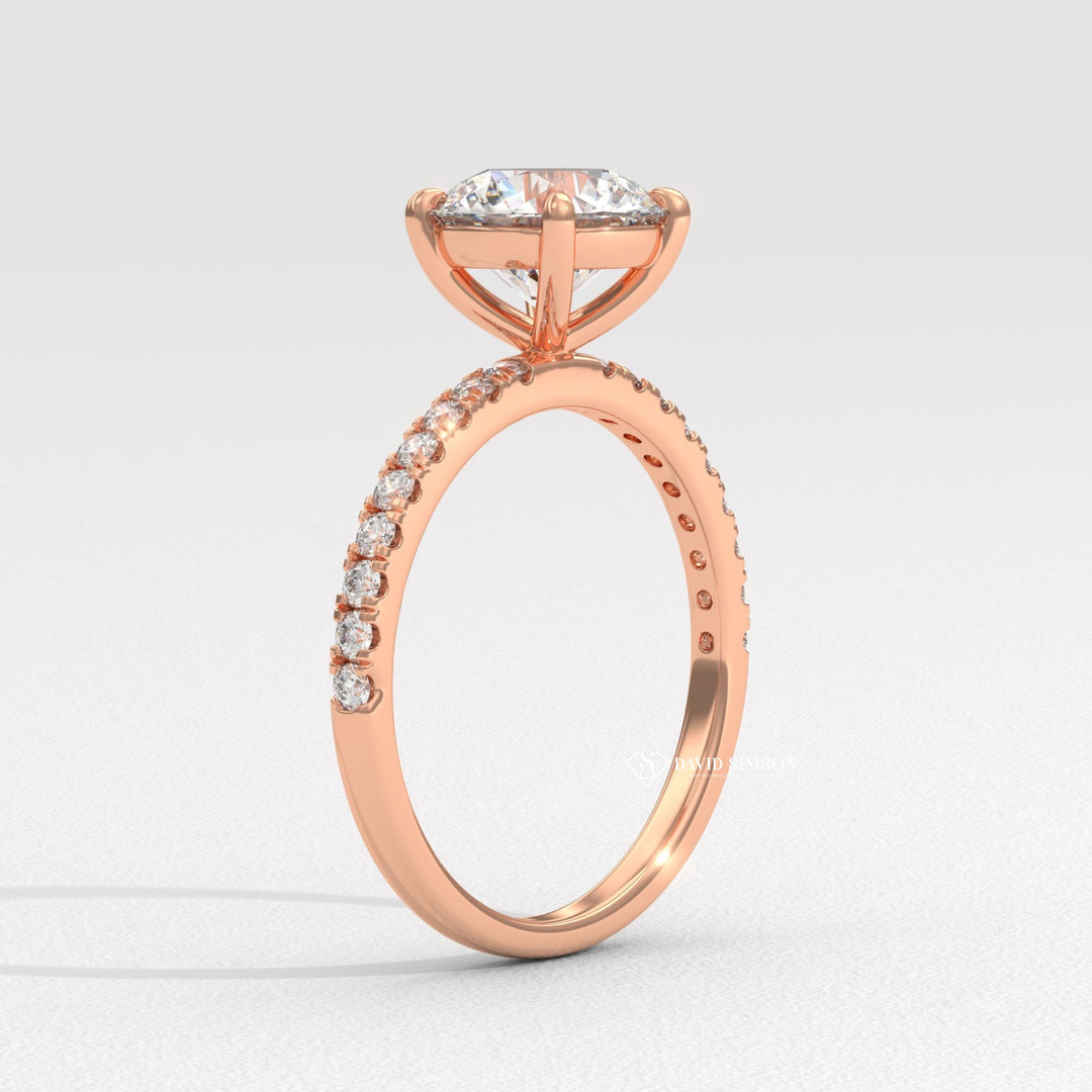 1.50CT-2.50CT Round Moissanite Pave Diamond Engagement Ring