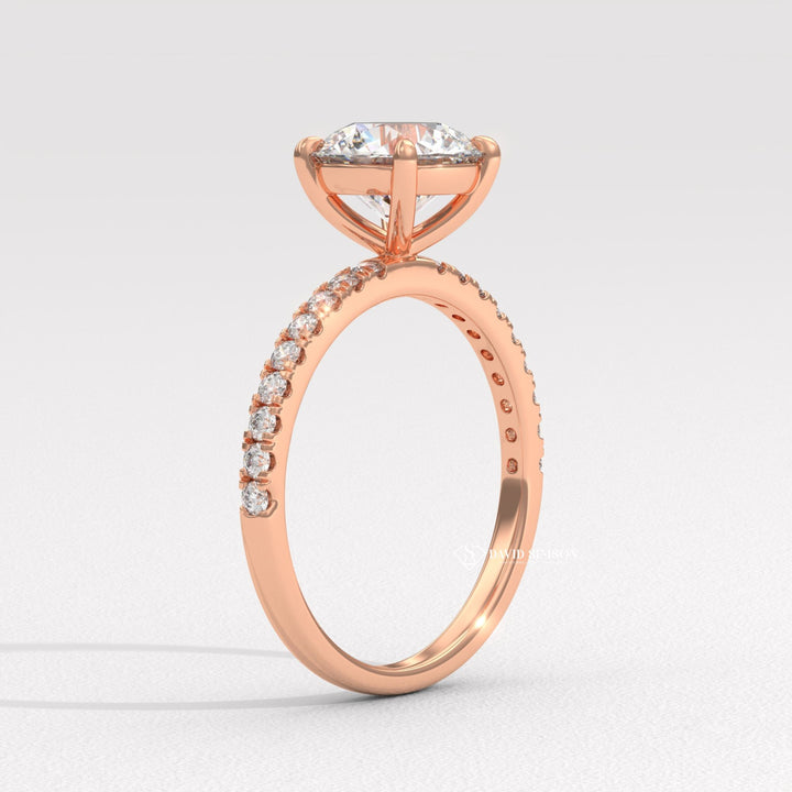 1.50CT-2.50CT Round Moissanite Pave Diamond Engagement Ring