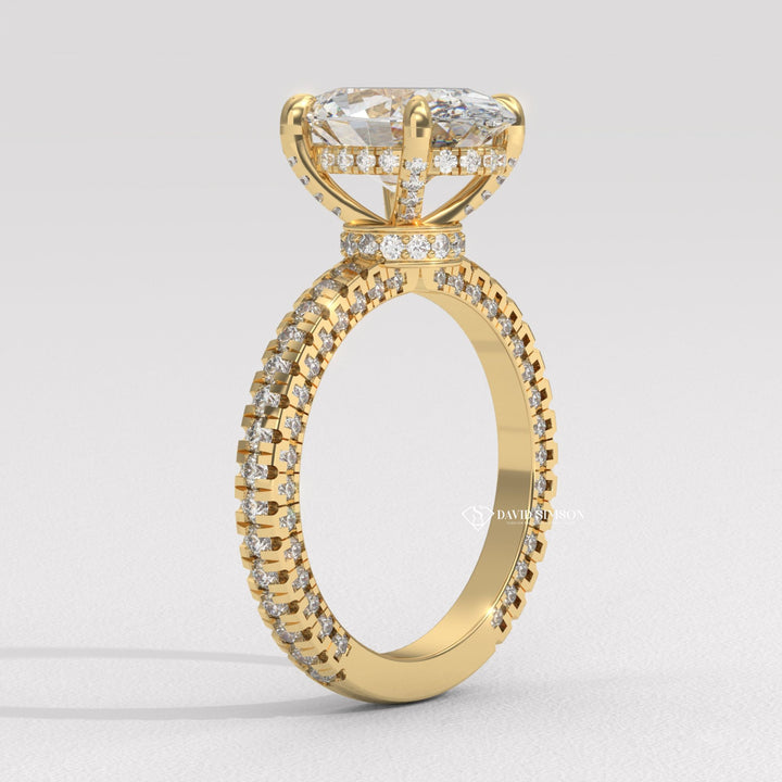 3.0CT-4.0CT Oval Moissanite Diamond Micro Pave Engagement Ring