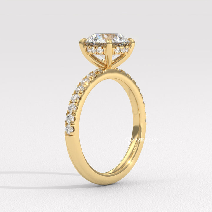 1.0CT-3.0CT Round Moissanite Diamond Hidden Halo Engagement Ring