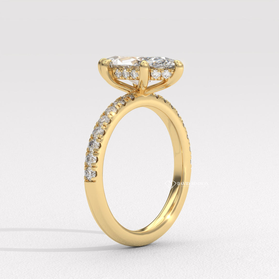 2.0CT-3.0CT Marquise Hidden Halo Moissanite Diamond Engagement Ring