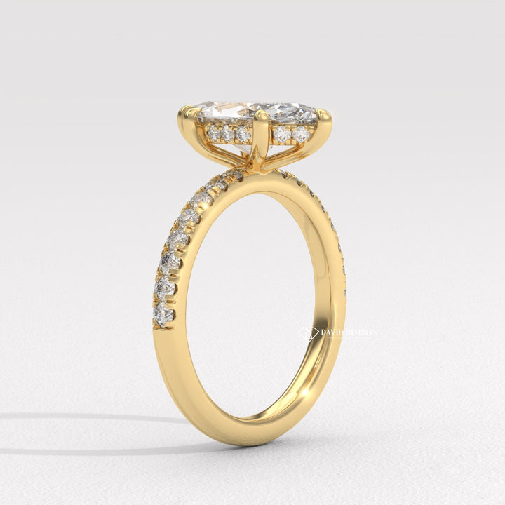 2.0CT-3.0CT Marquise Hidden Halo Moissanite Diamond Engagement Ring